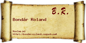 Bondár Roland névjegykártya