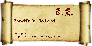 Bondár Roland névjegykártya